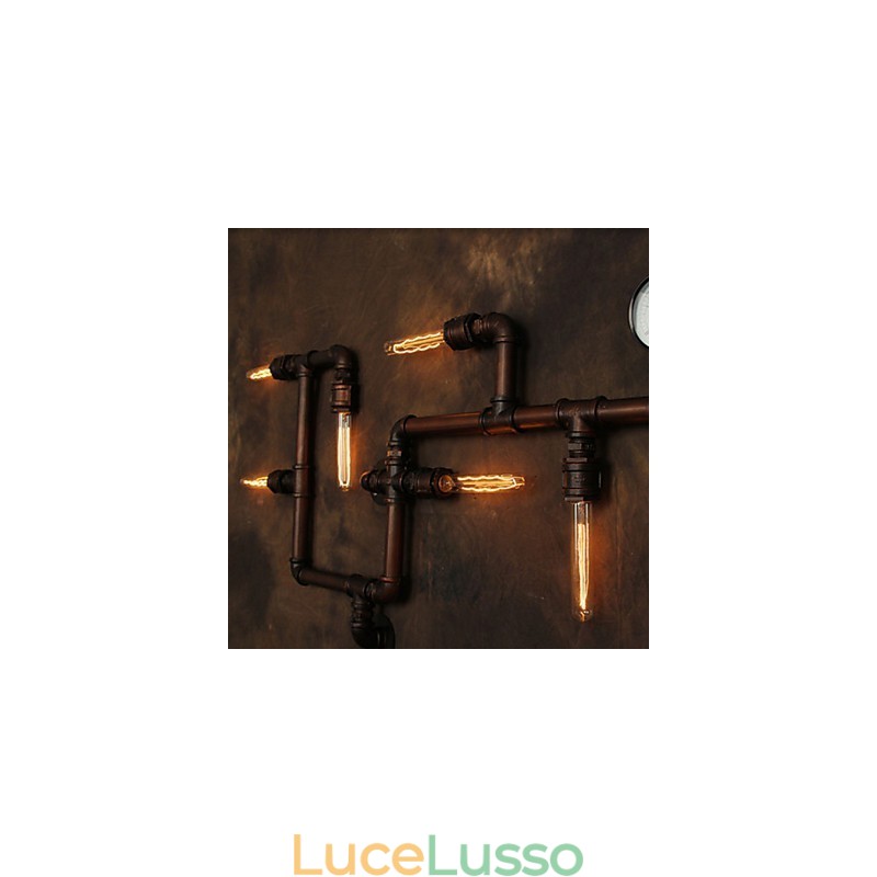 Lampada da parete Applique da parete 6 luci Finitura bronzo Stile industriale Rustico Lodge Metallo