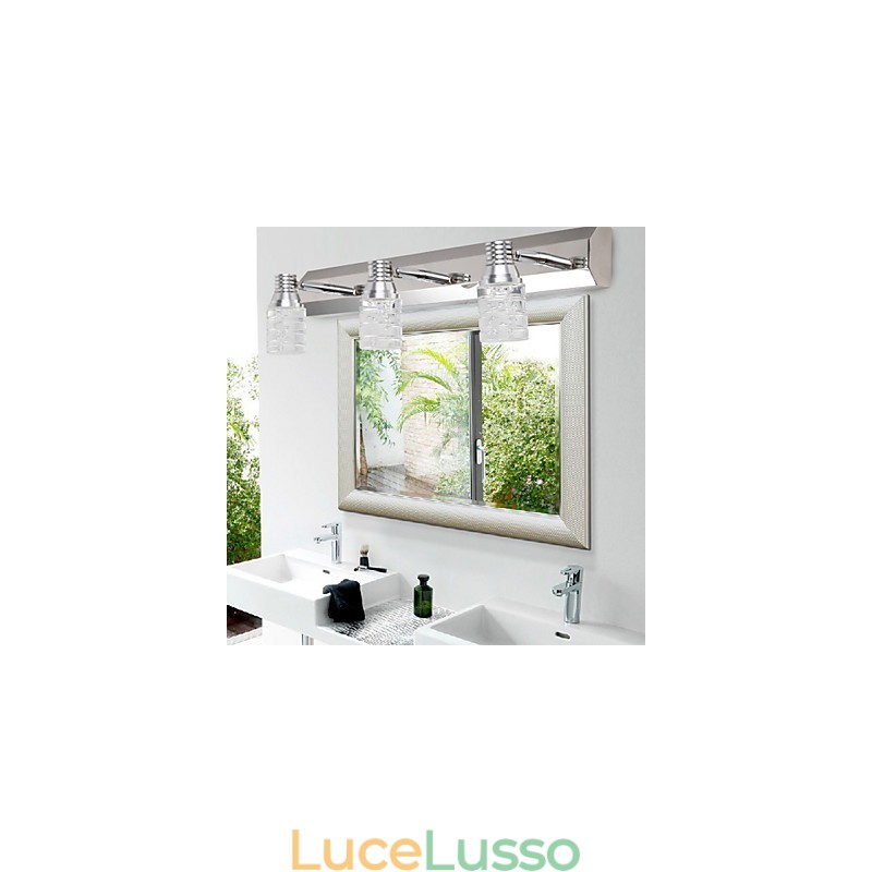 Applique moderna con paralume a bolle in vetro, stile specchio frontale