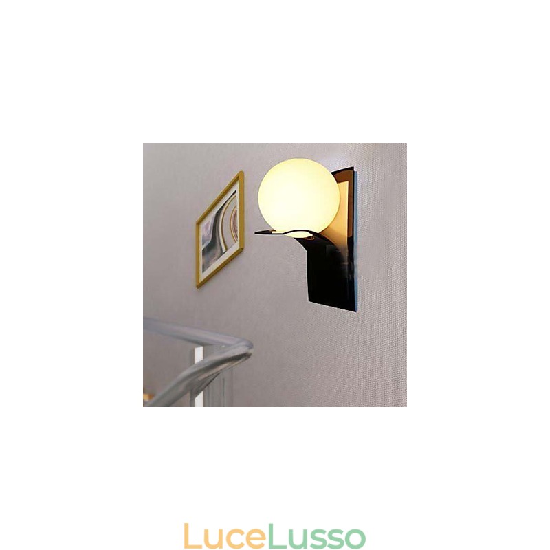 Applique da parete per bagno moderna in metallo e vetro con globo galvanico