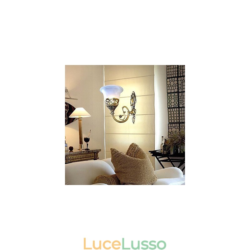 Applique da parete in bronzo, luci in vetro moiré, retrò europeo classico 220V