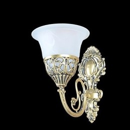 Applique da parete in bronzo, luci in vetro moiré, retrò europeo classico 220V
