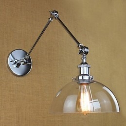 Lampada da parete retrò telescopica in vetro cromato