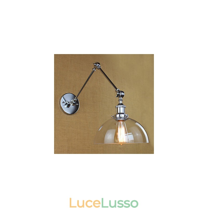 Lampada da parete retrò telescopica in vetro cromato