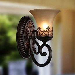Applique vintage 1 luce con paralume in vetro in resina per camera da letto, soggiorno, corridoio