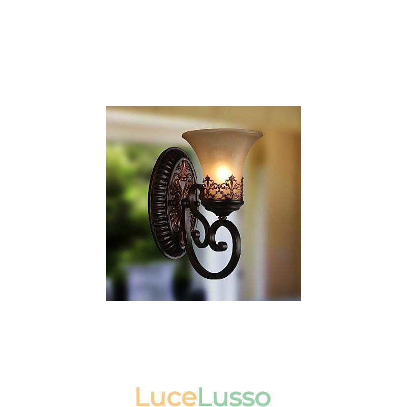 Applique vintage 1 luce con paralume in vetro in resina per camera da letto, soggiorno, corridoio