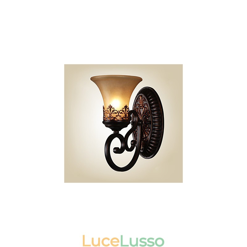 Applique vintage 1 luce con paralume in vetro in resina per camera da letto, soggiorno, corridoio