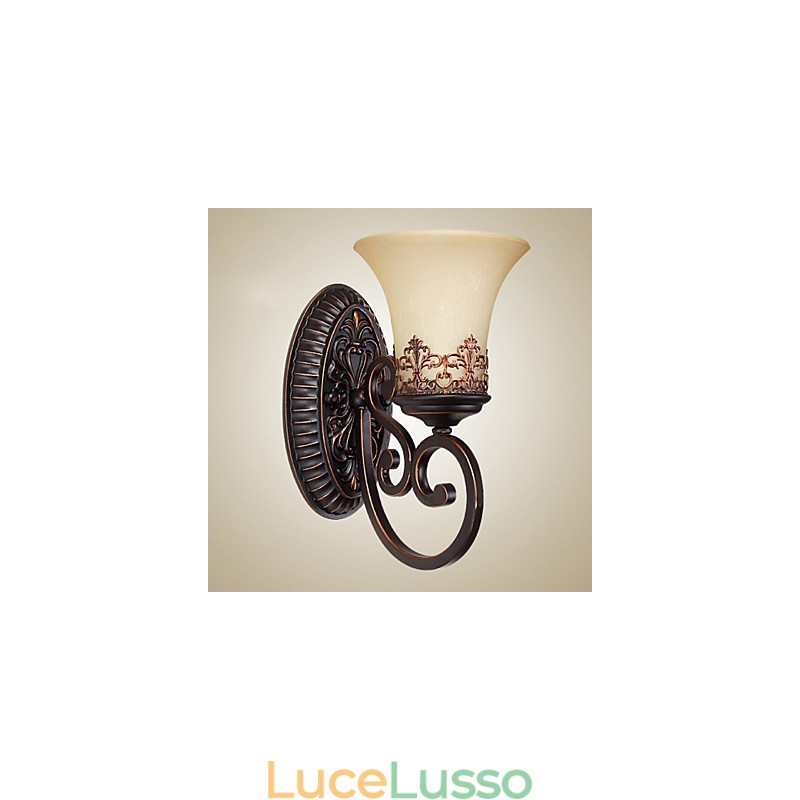 Applique vintage 1 luce con paralume in vetro in resina per camera da letto, soggiorno, corridoio