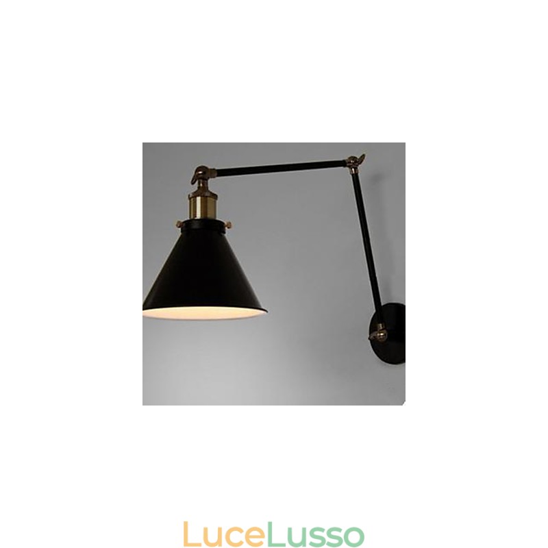 Lampada da parete doppia con sezione ombrello nero, personalità loft, nostalgia industriale