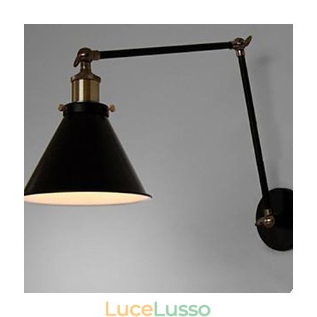 Lampada da parete doppia con sezione ombrello nero, personalità loft, nostalgia industriale Lampada da parete doppia con sezione ombrello nero, personalità loft, nostalgia industriale