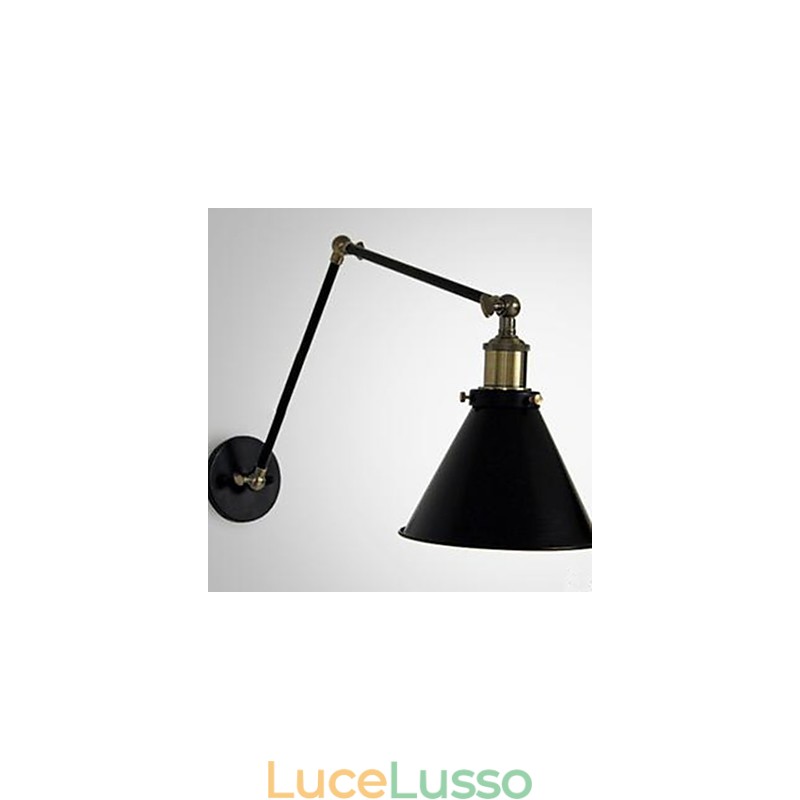 Lampada da parete doppia con sezione ombrello nero, personalità loft, nostalgia industriale