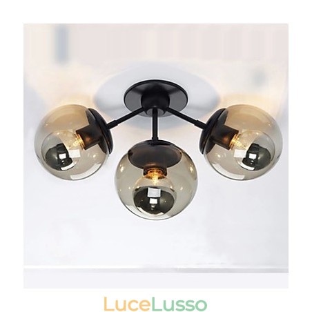 Applique da parete Palla di vetro 3 luci Applique da parete per interni ed esterni Rustic Lodge Metal Applique da parete Palla di vetro 3 luci Applique da parete per interni ed esterni Rustic Lodge Metal