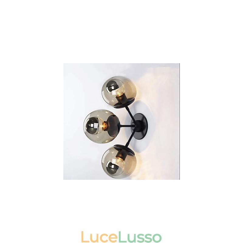 Applique da parete Palla di vetro 3 luci Applique da parete per interni ed esterni Rustic Lodge Metal