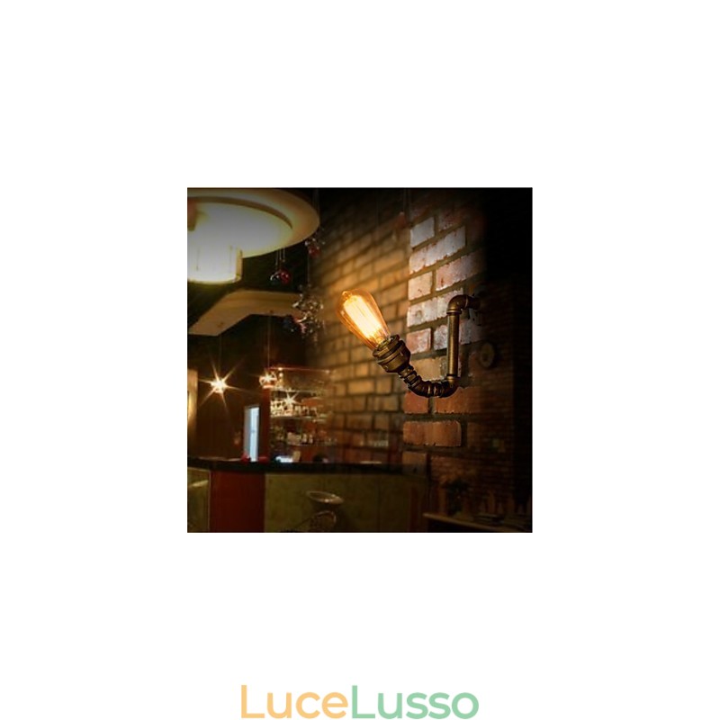 Lampada da parete vintage in stile Edison industriale in stile American Village Loft, lampada da parete retrò con tubi dell'acqua