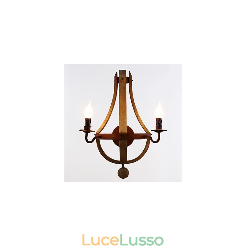 Mini applique da parete in stile rustico Lodge Wood Bamboo
