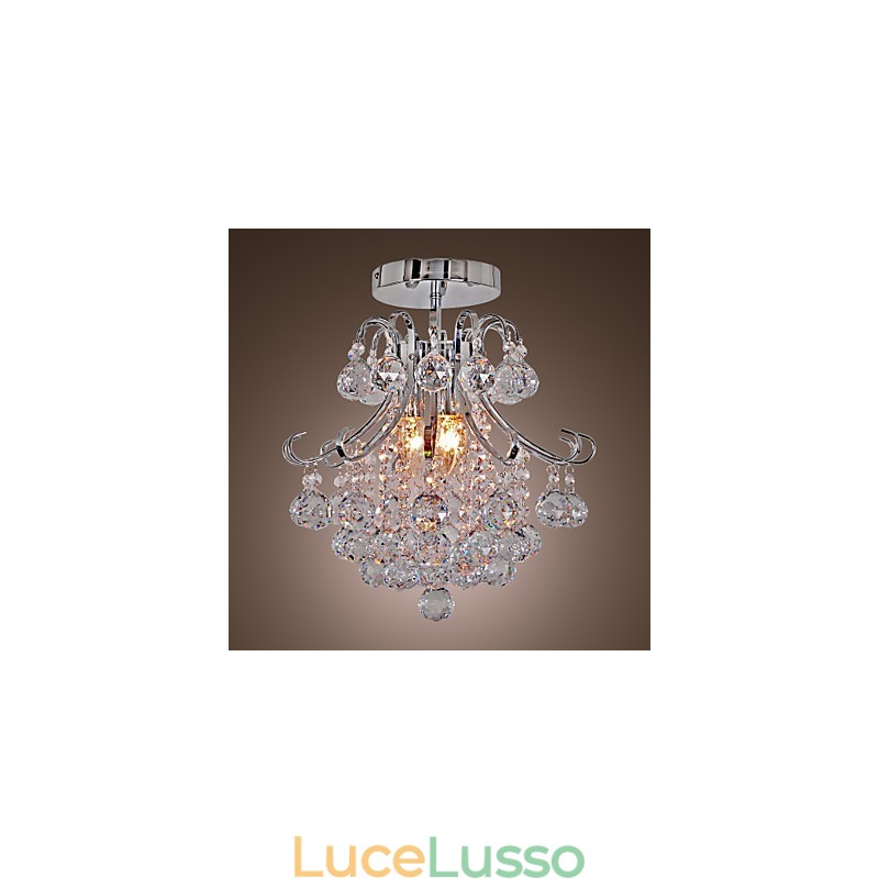 Lampadario moderno contemporaneo in cristallo mini stile metallo elettroplaccato a filo