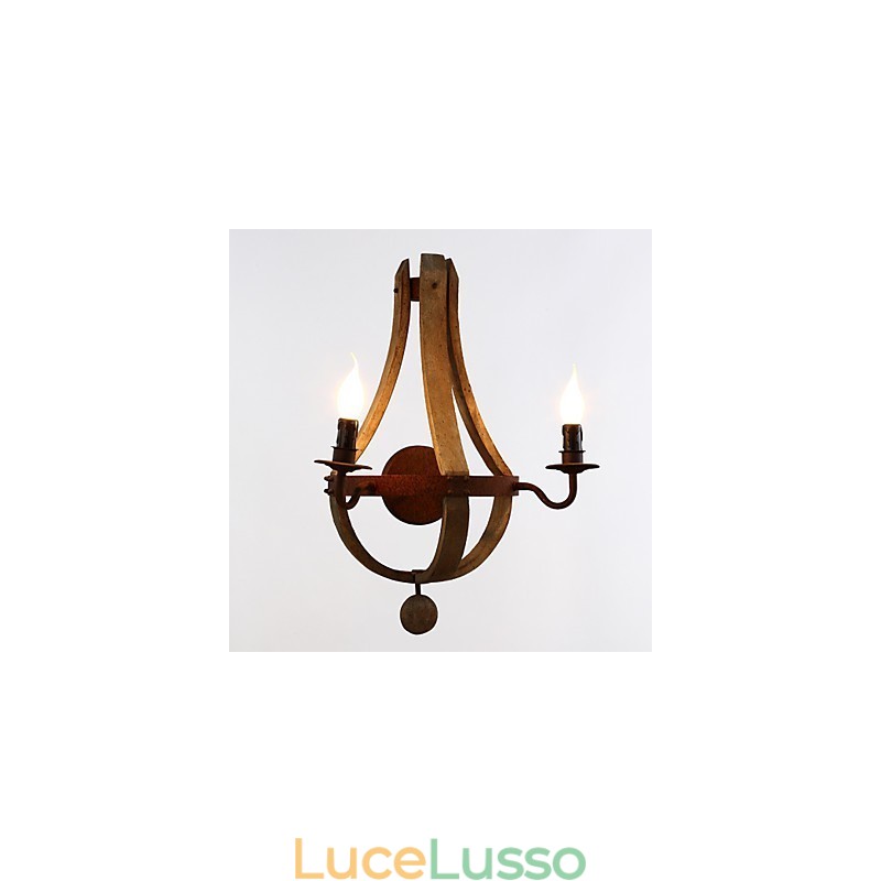 Mini applique da parete in stile rustico Lodge Wood Bamboo