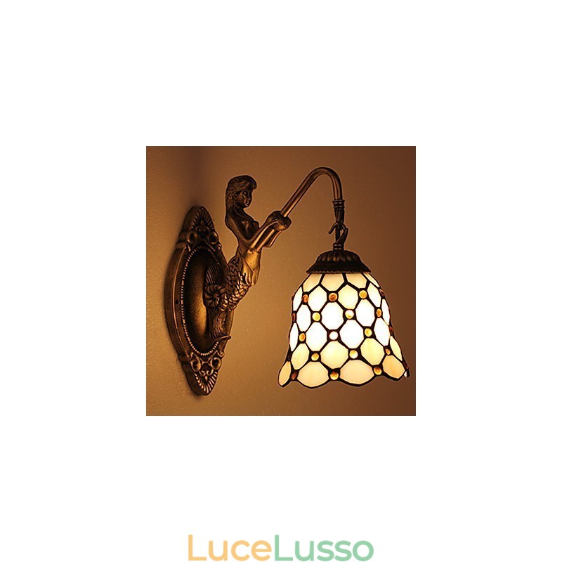 Lampada da parete in ferro battuto creativo rurale europeo contratto luci in vetro