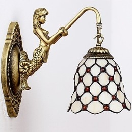 Lampada da parete in ferro battuto creativo rurale europeo contratto luci in vetro