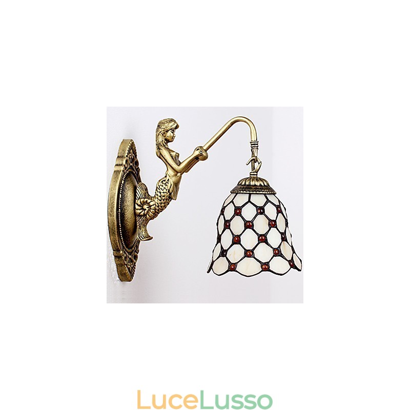 Lampada da parete in ferro battuto creativo rurale europeo contratto luci in vetro