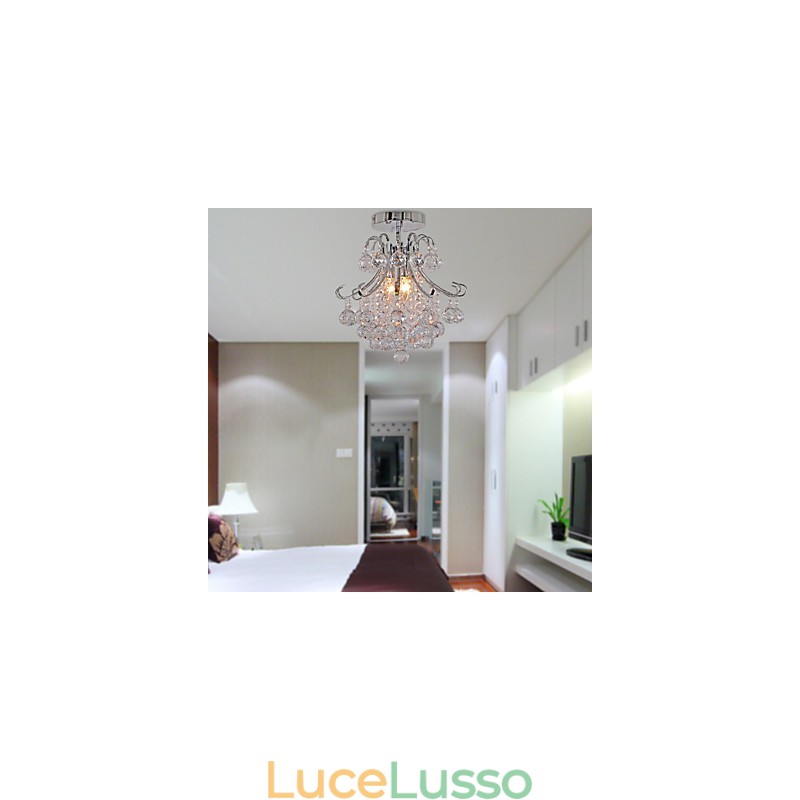 Lampadario moderno contemporaneo in cristallo mini stile metallo elettroplaccato a filo