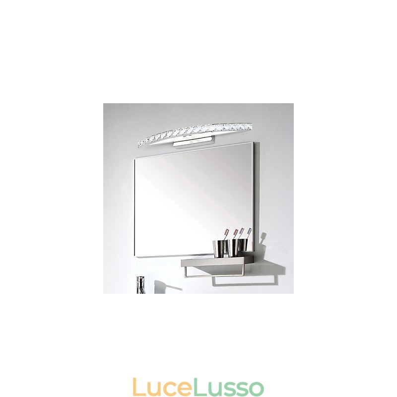 Lampada a specchio in acciaio inox e cristallo