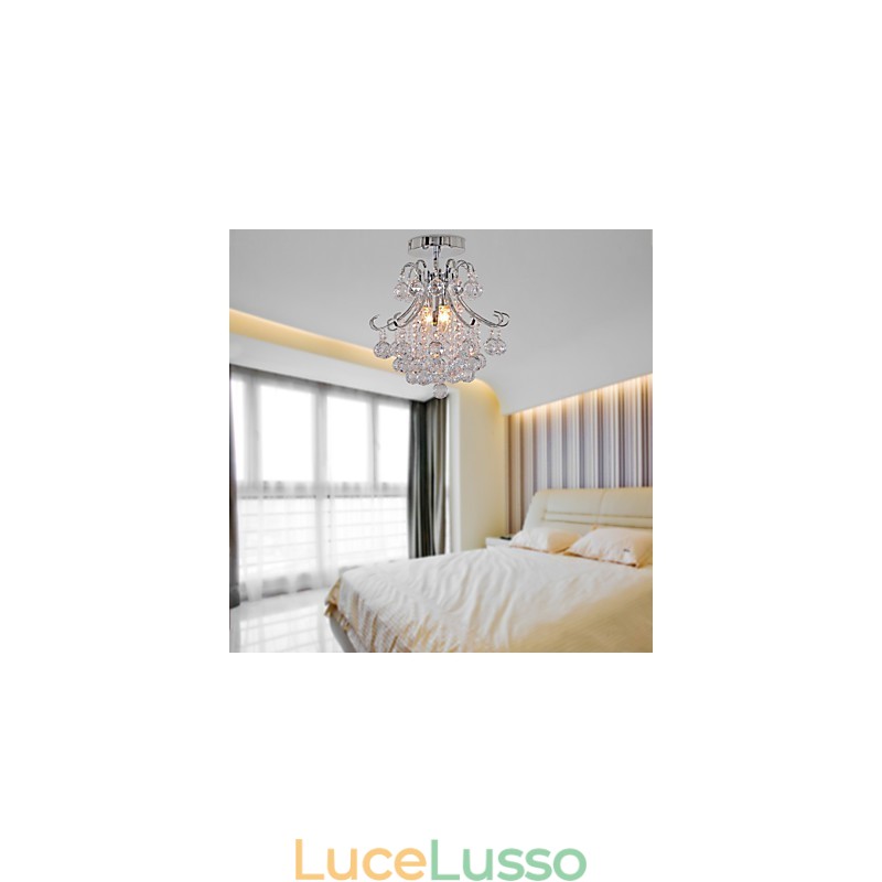 Lampadario moderno contemporaneo in cristallo mini stile metallo elettroplaccato a filo
