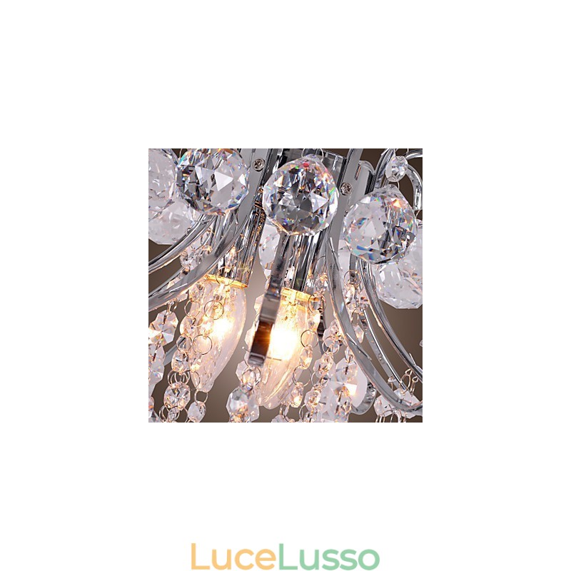 Lampadario moderno contemporaneo in cristallo mini stile metallo elettroplaccato a filo
