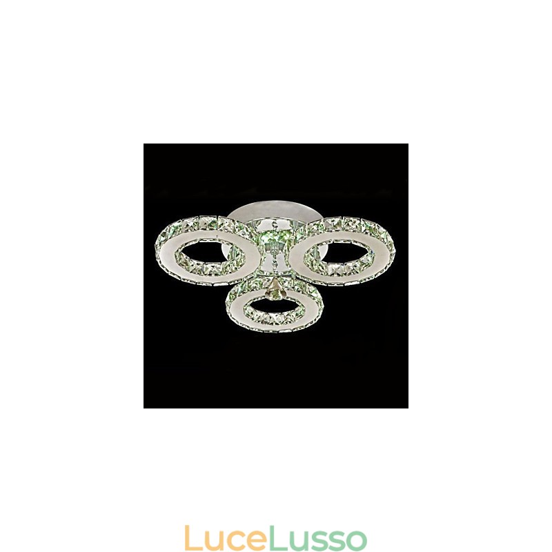 Lampada da soffitto in cristallo a 3 luci moderna in acciaio inossidabile galvanizzato trasparente