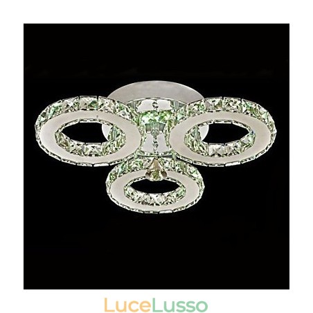 Lampada da soffitto in cristallo a 3 luci moderna in acciaio inossidabile galvanizzato trasparente Lampada da soffitto in cristallo a 3 luci moderna in acciaio inossidabile galvanizzato trasparente