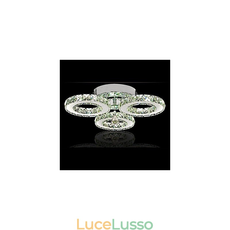 Lampada da soffitto in cristallo a 3 luci moderna in acciaio inossidabile galvanizzato trasparente