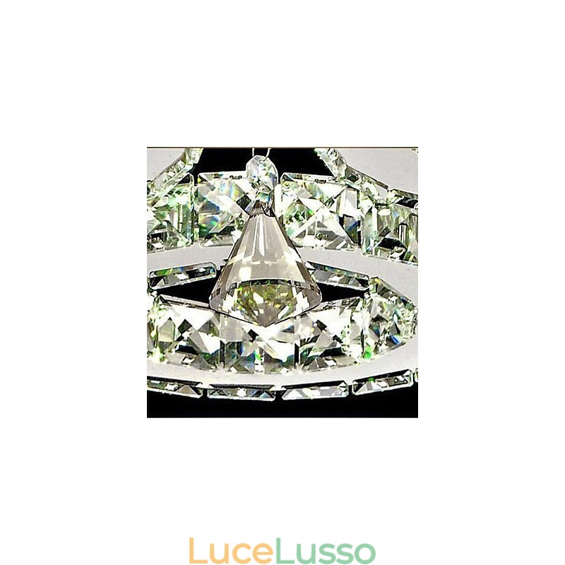 Lampada da soffitto in cristallo a 3 luci moderna in acciaio inossidabile galvanizzato trasparente
