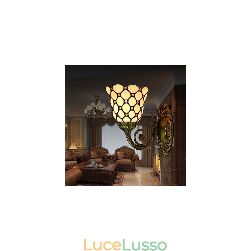 Lampada da parete in ferro battuto creativo rurale europeo mediterraneo con luci in vetro