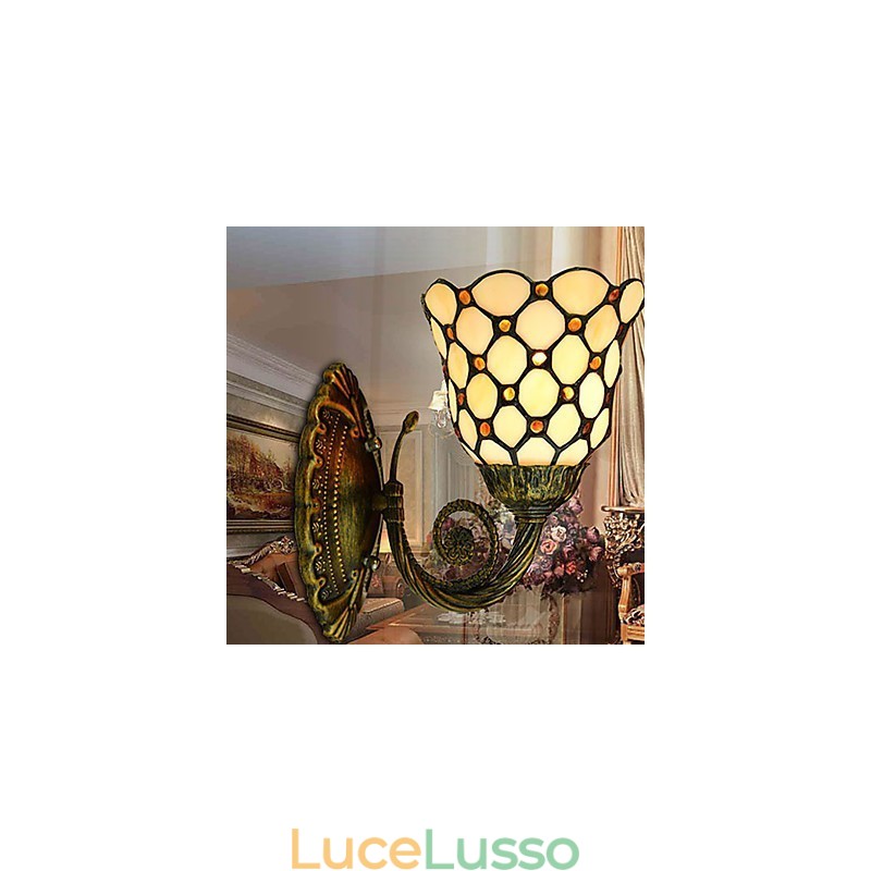 Lampada da parete in ferro battuto creativo rurale europeo mediterraneo con luci in vetro