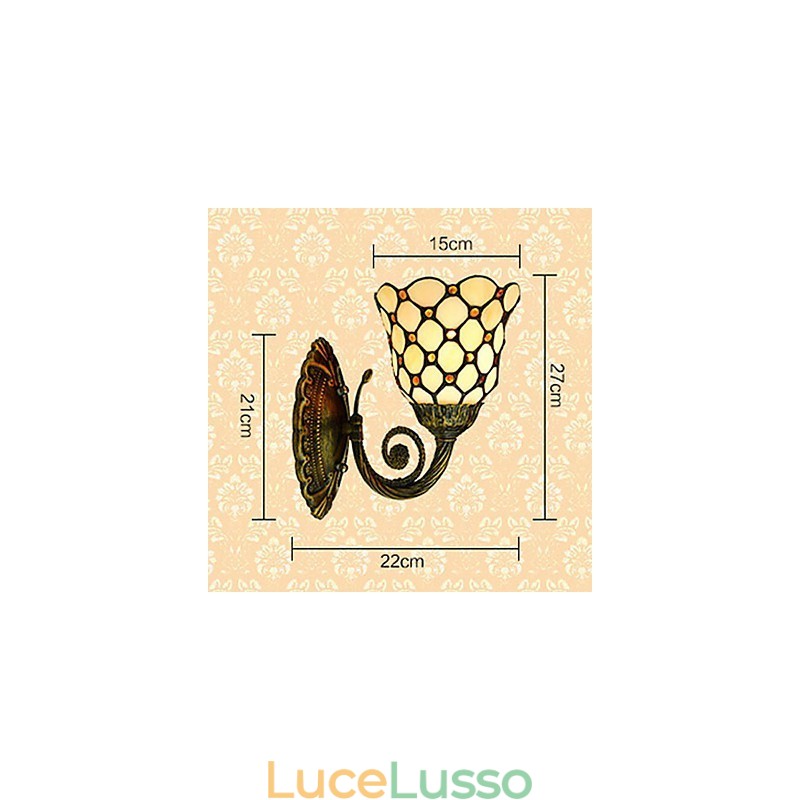 Lampada da parete in ferro battuto creativo rurale europeo mediterraneo con luci in vetro