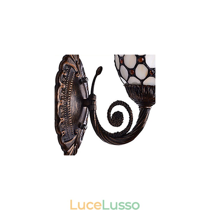 Lampada da parete in ferro battuto creativo rurale europeo mediterraneo con luci in vetro