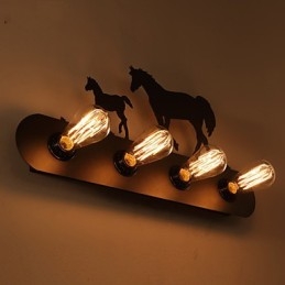 Lampade da parete in stile americano pastorale LOFT per camera da letto, corridoio, ferro, retrò, cavallo selvaggio, spedizione gratuita