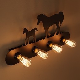 Lampade da parete in stile americano pastorale LOFT per camera da letto, corridoio, ferro, retrò, cavallo selvaggio, spedizione gratuita