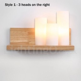 Applique da parete in stile mini con paralumi in vetro, moderna lampada da parete in legno e bambù contemporanea
