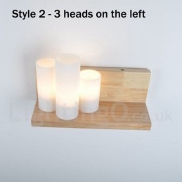 Applique da parete in stile mini con paralumi in vetro, moderna lampada da parete in legno e bambù contemporanea