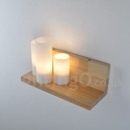 Applique da parete in stile mini con paralumi in vetro, moderna lampada da parete in legno e bambù contemporanea