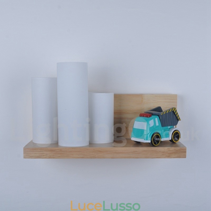 Applique da parete in stile mini con paralumi in vetro, moderna lampada da parete in legno e bambù contemporanea