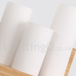 Applique da parete in stile mini con paralumi in vetro, moderna lampada da parete in legno e bambù contemporanea