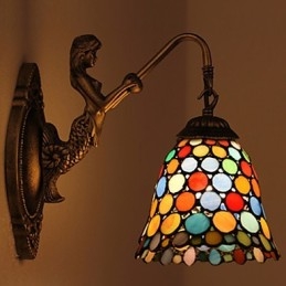 Lampada da parete in ferro battuto creativo rurale europeo contratto luci in vetro