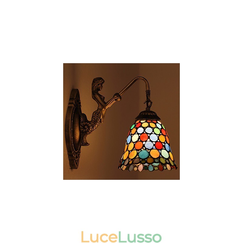 Lampada da parete in ferro battuto creativo rurale europeo contratto luci in vetro