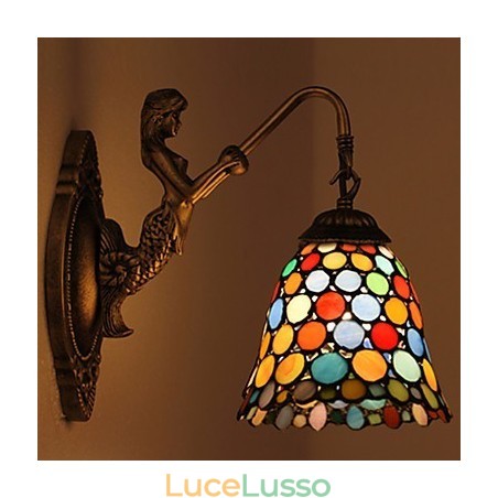Lampada da parete in ferro battuto creativo rurale europeo contratto luci in vetro Lampada da parete in ferro battuto creativo rurale europeo contratto luci in vetro