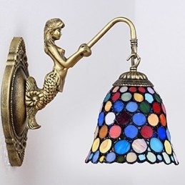 Lampada da parete in ferro battuto creativo rurale europeo contratto luci in vetro