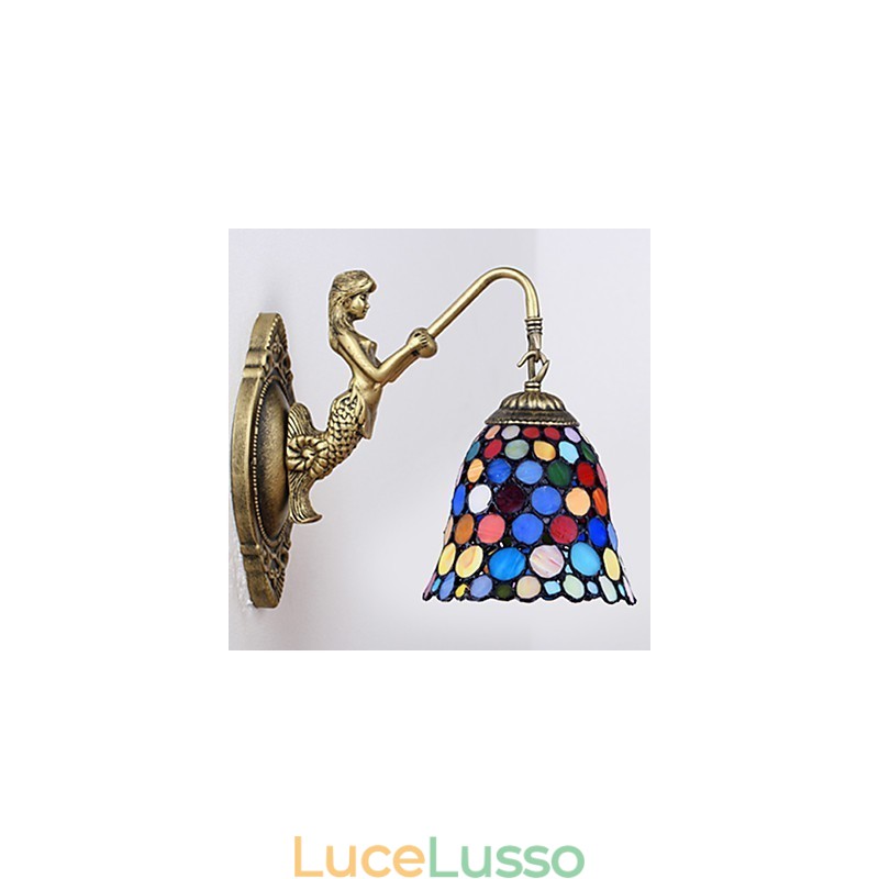 Lampada da parete in ferro battuto creativo rurale europeo contratto luci in vetro