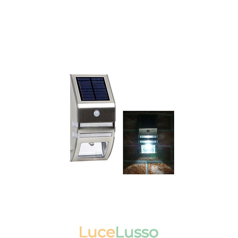 Applique solare bianca con sensore di movimento PIR