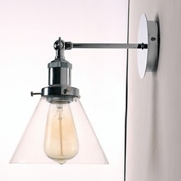 Applique Art Déco con paralume in vetro conico rivolto verso il basso