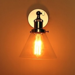 Applique Art Déco con paralume in vetro conico rivolto verso il basso